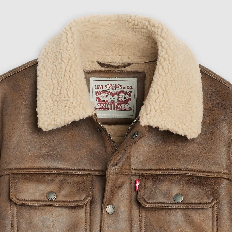 Two Chest Pocket Faux Shearling Jacket