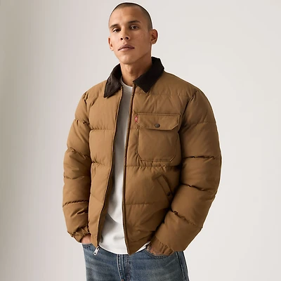 Quilted Depot Jacket With Corduroy Collar