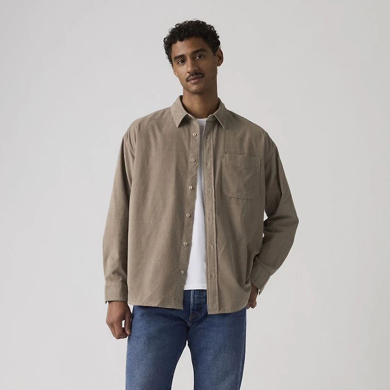 Loose Button-Down Corduroy Shirt