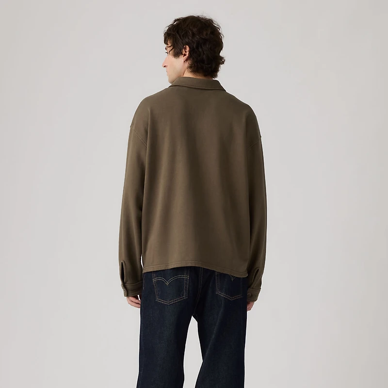 Boxy Knit Worker Garment Dye Sweatshirt