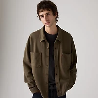 Boxy Knit Worker Garment Dye Sweatshirt