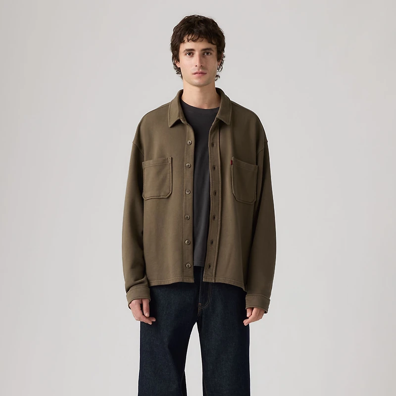 Boxy Knit Worker Garment Dye Sweatshirt