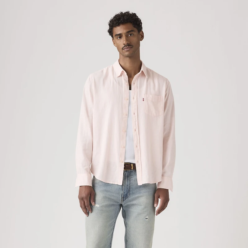 Sunset One Pocket Standard Fit Cotton Linen Shirt