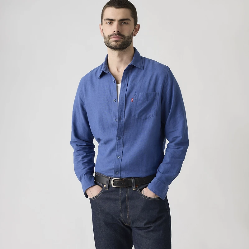 Sunset One Pocket Standard Fit Cotton Linen Shirt