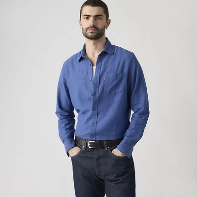 Sunset One Pocket Standard Fit Cotton Linen Shirt