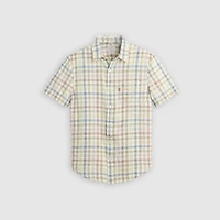 Short-Sleeve Sunset One Pocket Cotton Linen Shirt