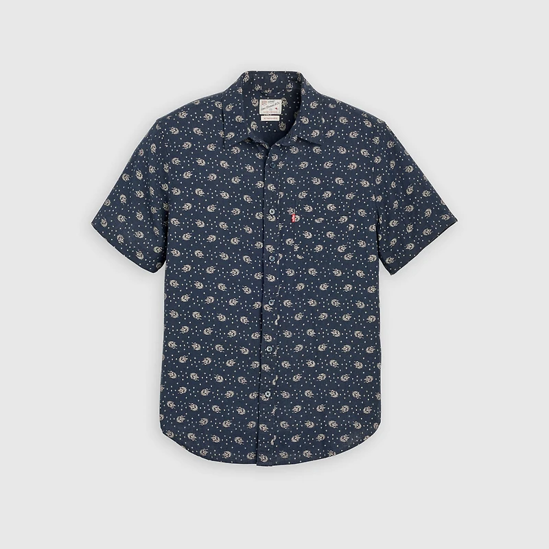 Short Sleeve Sunset Cotton Linen One Pocket Shirt