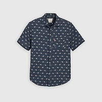 Short Sleeve Sunset Cotton Linen One Pocket Shirt