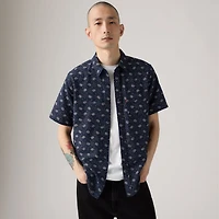 Short Sleeve Sunset Cotton Linen One Pocket Shirt