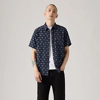 Short Sleeve Sunset Cotton Linen One Pocket Shirt