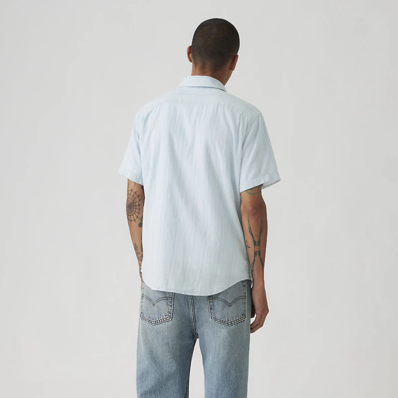 Short Sleeve Sunset Cotton Linen One Pocket Shirt