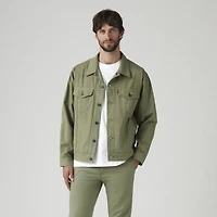 Relaxed Fit Cotton Linen Trucker Jacket