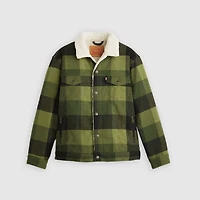 Relaxed Fit Plaid Trucker Jacket
