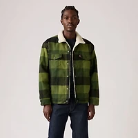 Relaxed Fit Plaid Trucker Jacket