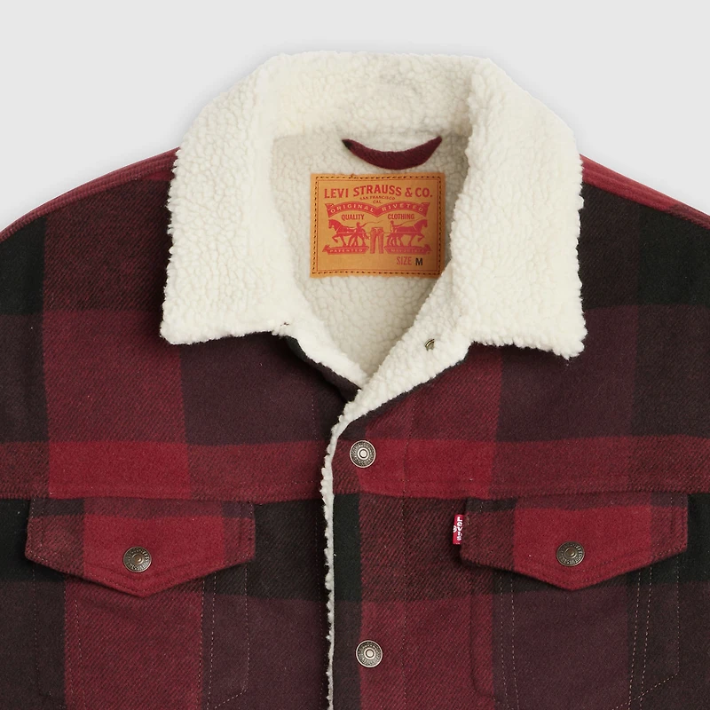 Relaxed Fit Plaid Trucker Jacket