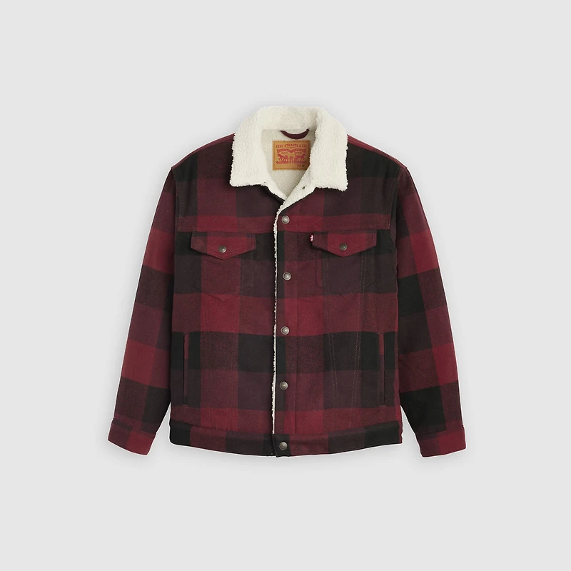 Relaxed Fit Plaid Trucker Jacket