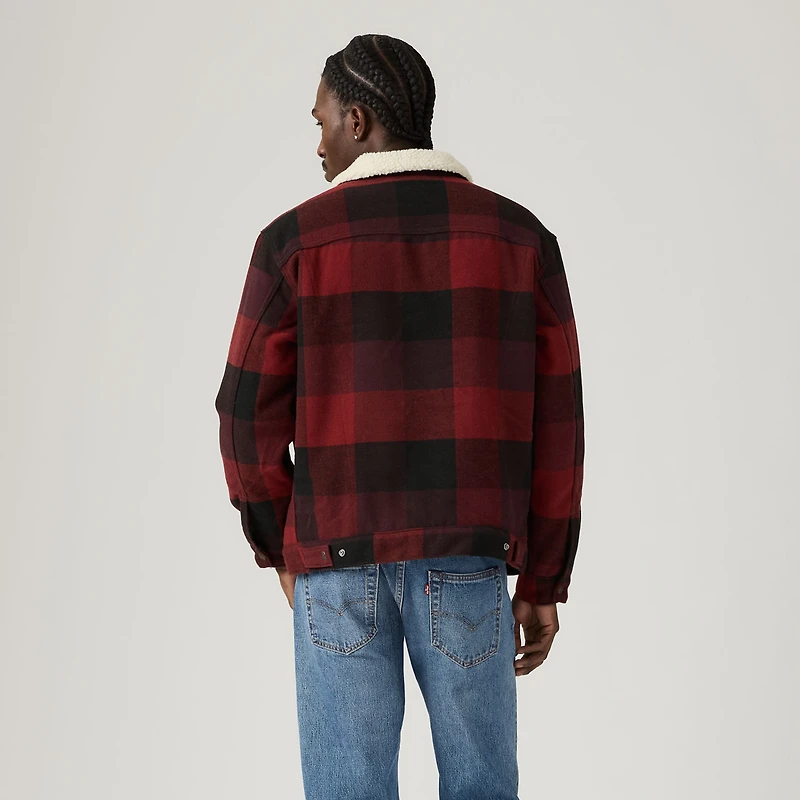 Relaxed Fit Plaid Trucker Jacket