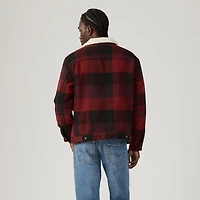 Relaxed Fit Plaid Trucker Jacket