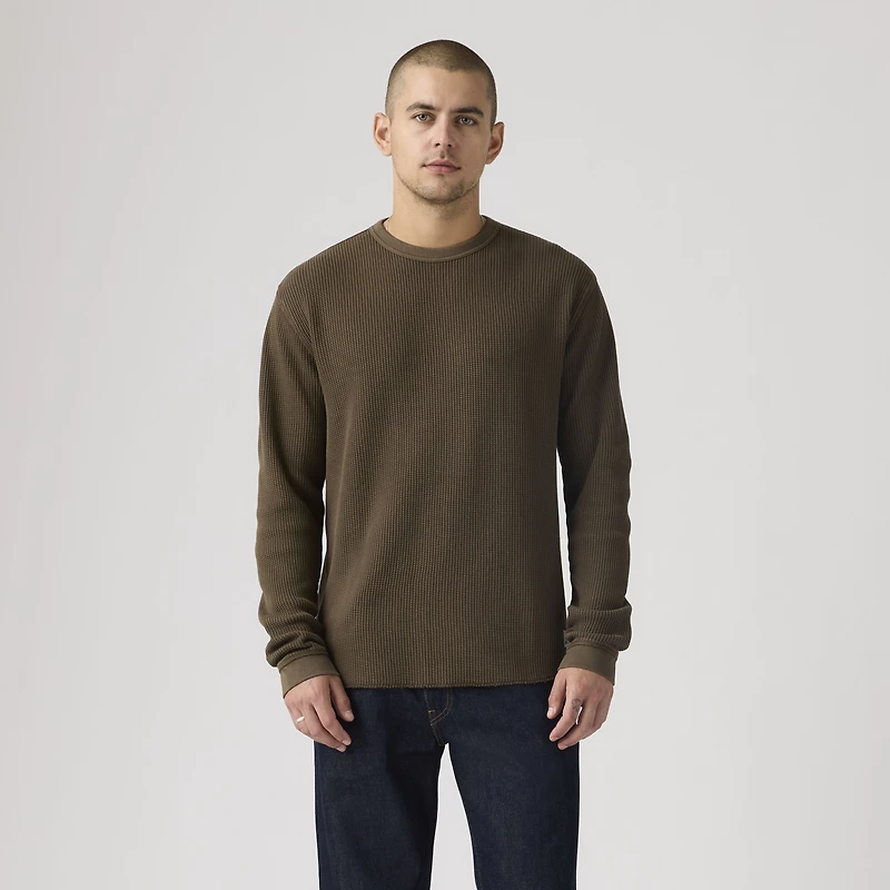 Long-Sleeve Relaxed Thermal Garment Dye Shirt