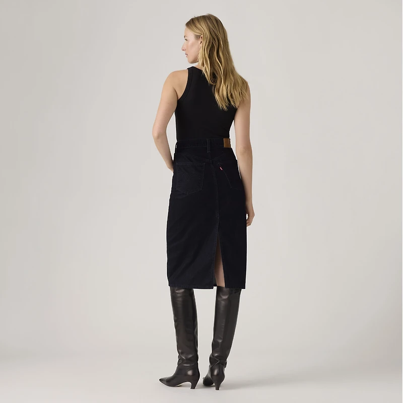 High Rise Back Slit Skirt