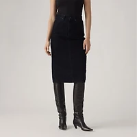 High Rise Back Slit Skirt