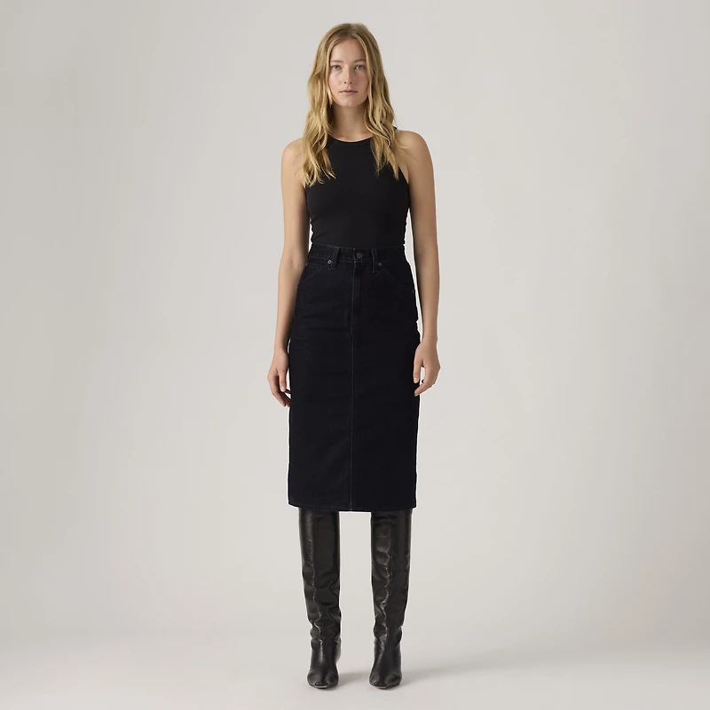 High Rise Back Slit Skirt