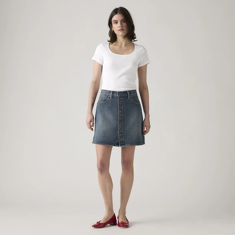 Retro Button Front Skirt