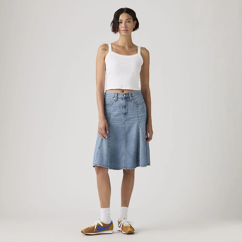 Godet Knee-Length Lightweight Skirt