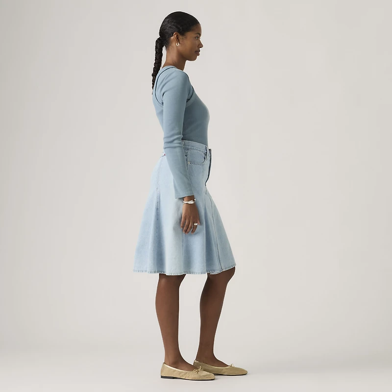 Godet Knee-Length Lightweight Skirt