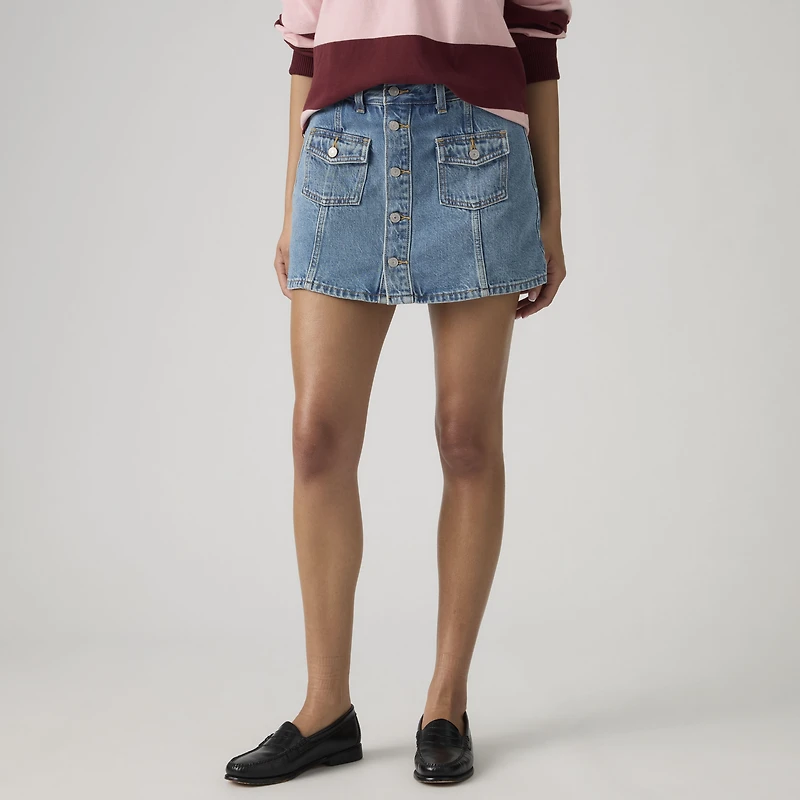 Button Front Skort