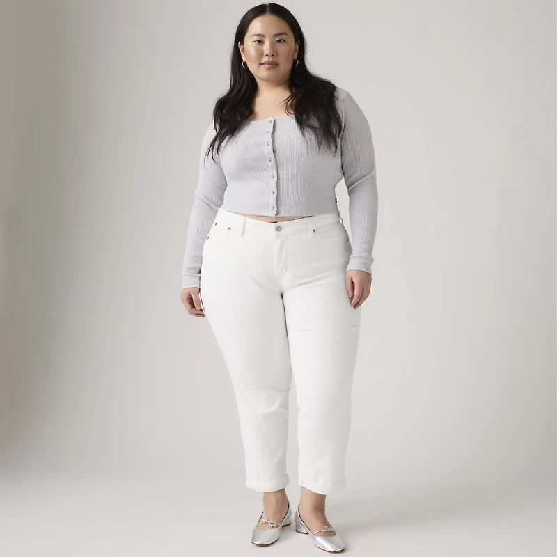 Boyfriend Mid Rise Women's Jeans (Plus Size)