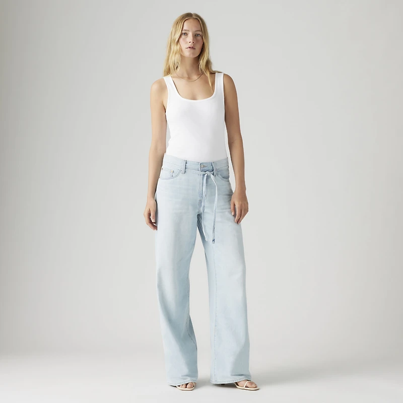 XL Baggy Straight Linen+ Denim Women's Jeans