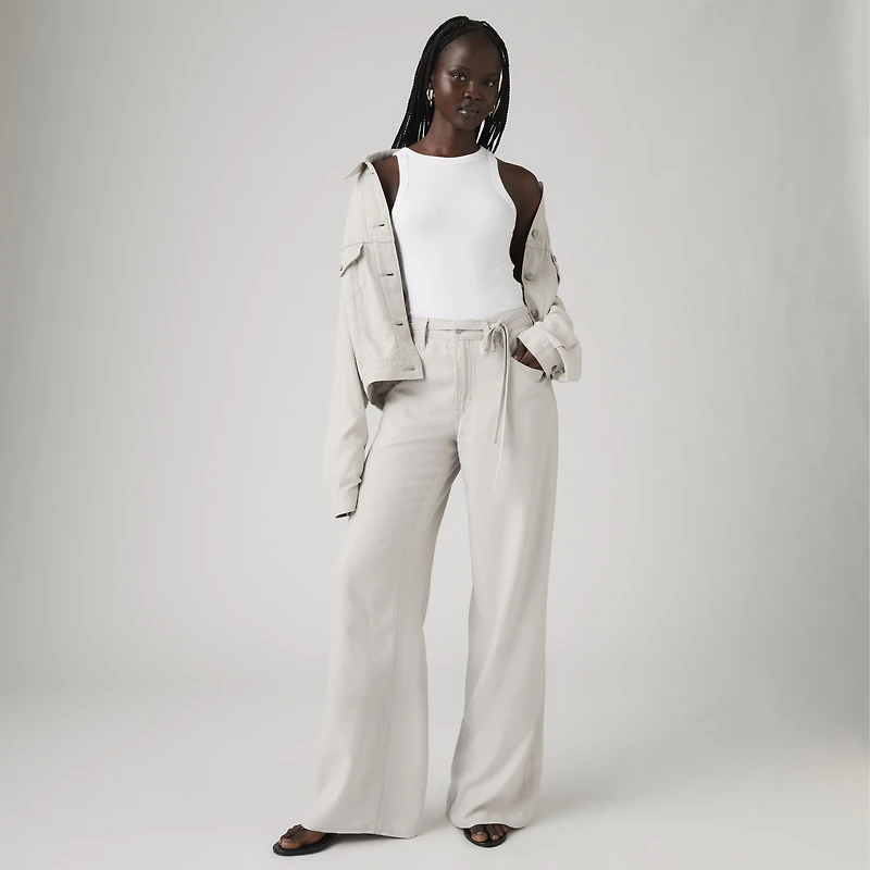 XL Baggy Straight Linen Blend Women's Pants