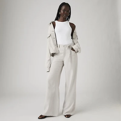 XL Baggy Straight Linen Blend Women's Pants