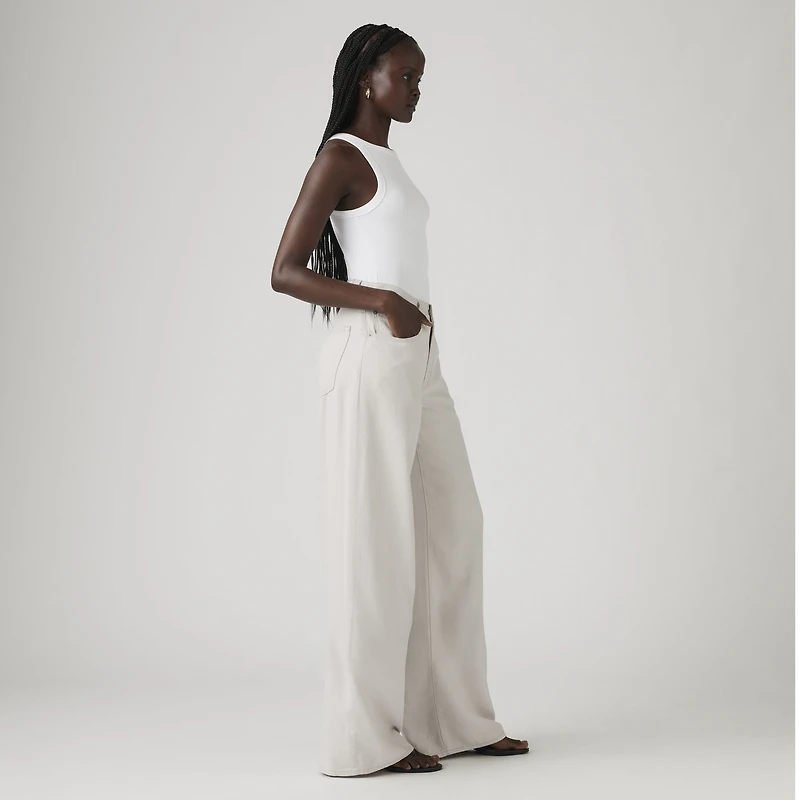 XL Baggy Straight Linen Blend Women's Pants