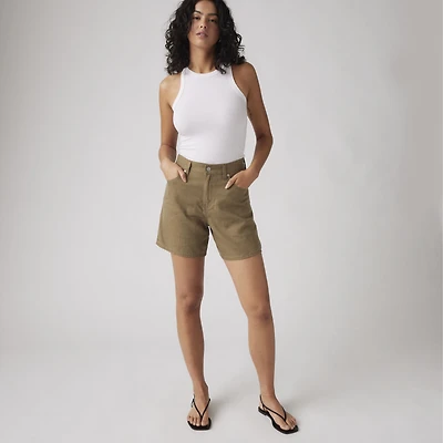 High Rise Baggy Linen Blend Lightweight Women's Shorts