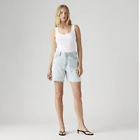 High Rise Baggy Linen+ Denim Lightweight Women's Shorts