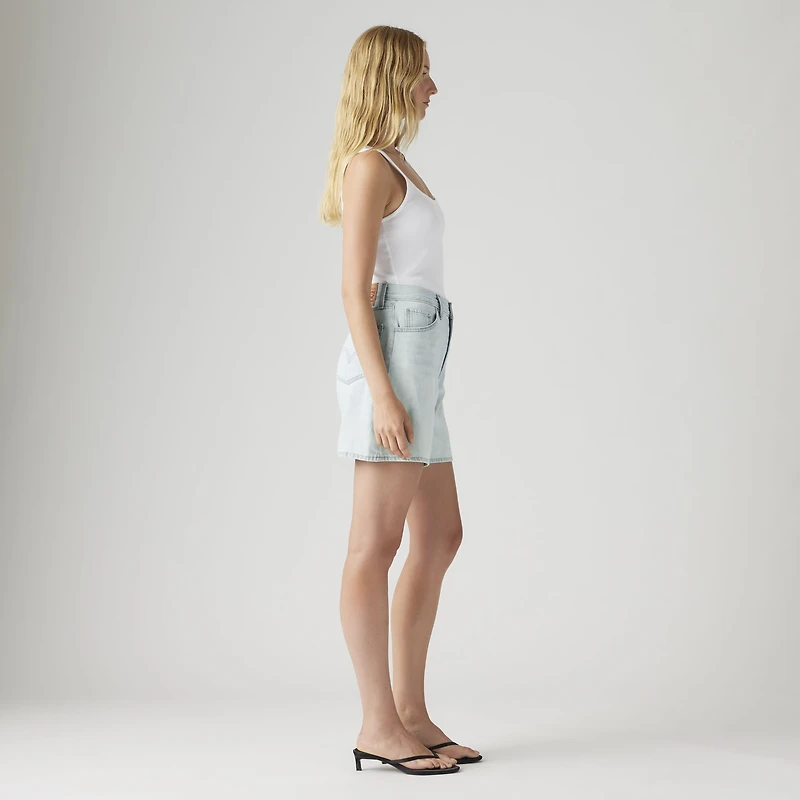 High Rise Baggy Linen+ Denim Lightweight Women's Shorts
