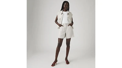 High Rise Baggy Linen Blend Lightweight Women's Shorts