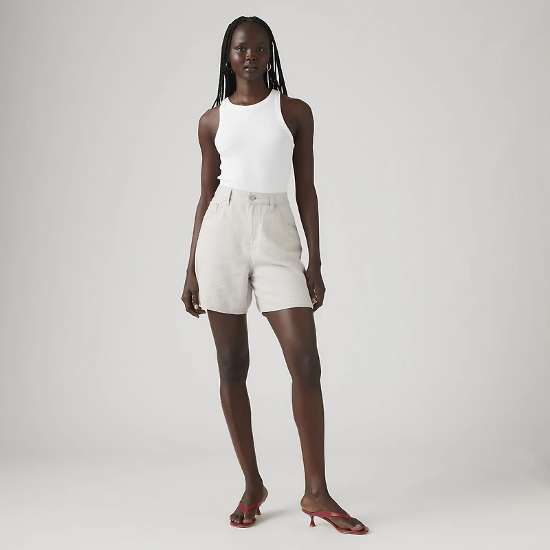 High Rise Baggy Linen Blend Lightweight Women's Shorts