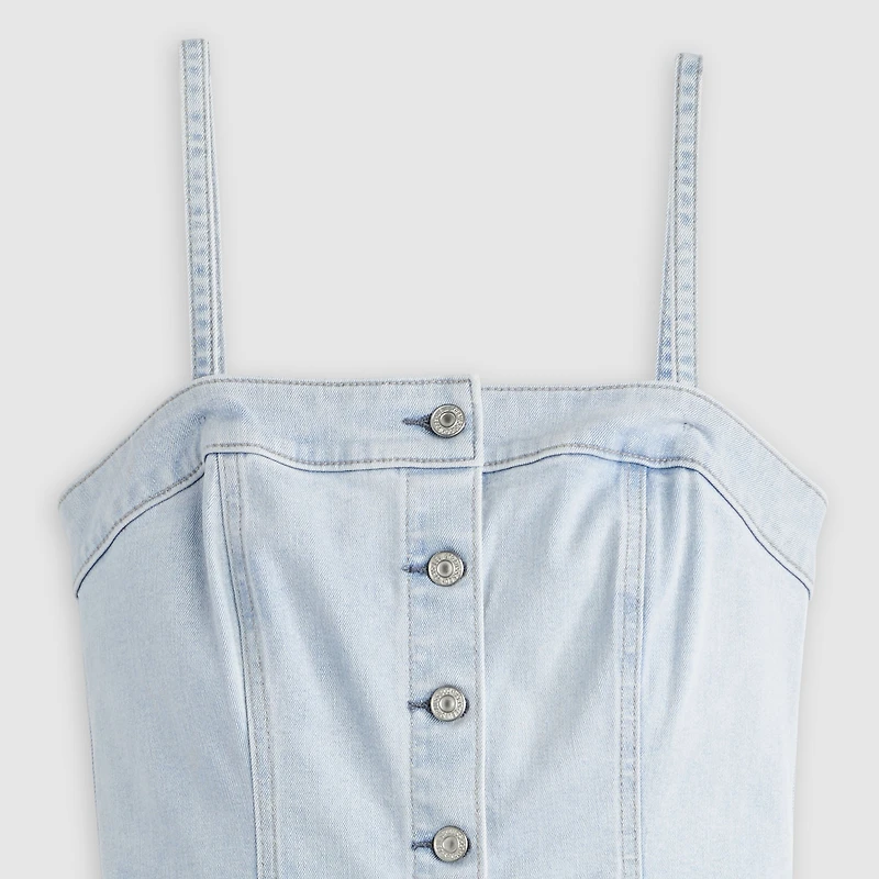 Denim Bustier Midi Dress