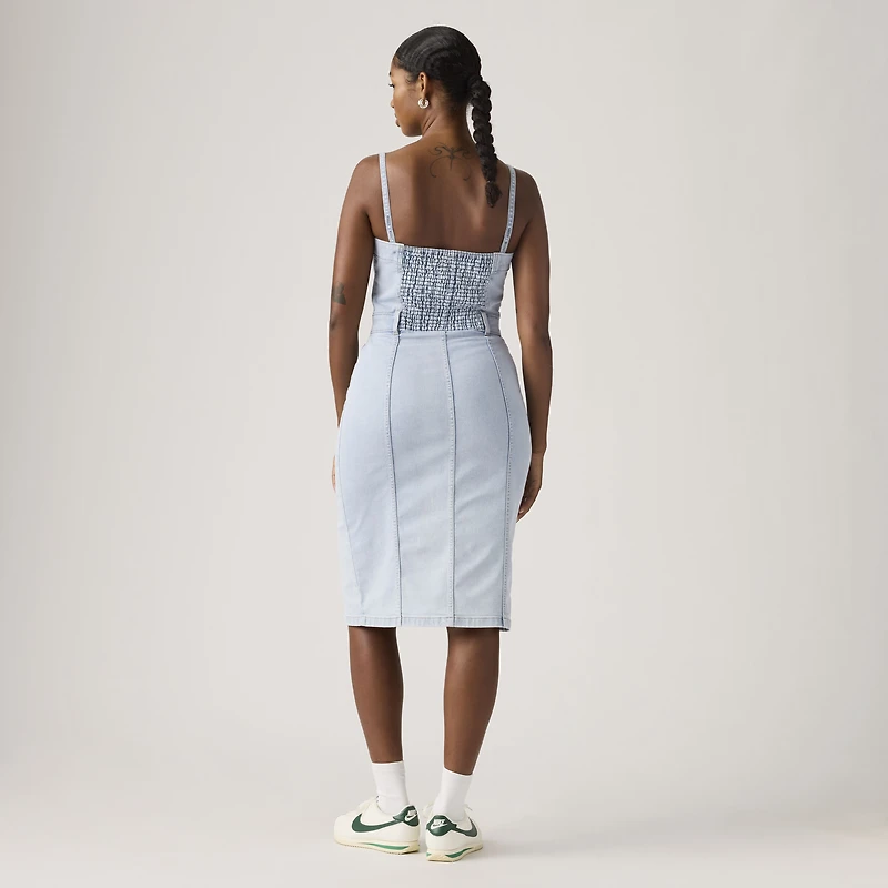 Denim Bustier Midi Dress