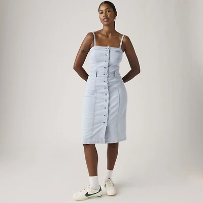 Denim Bustier Midi Dress