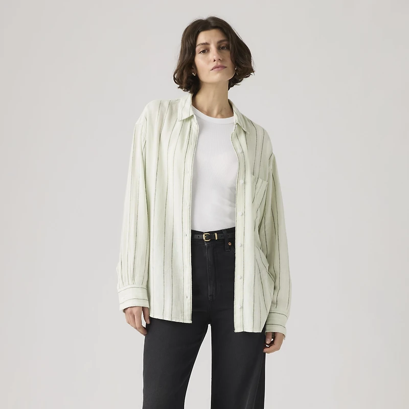 Harlie Boyfriend Linen Button Down Shirt