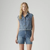 Shrunken '90s Linen+ Denim Lightweight Vest