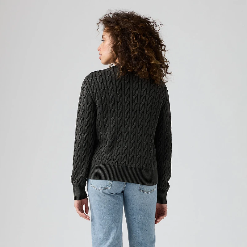 Boyfriend Cable Crewneck Pullover