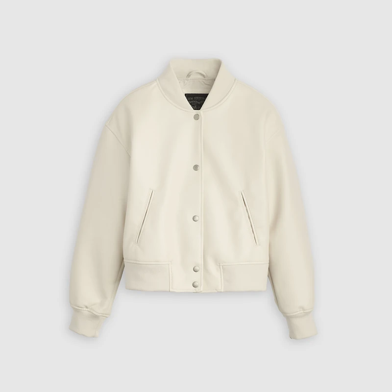 Faux Leather Varsity Bomber Jacket