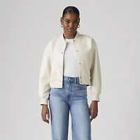 Faux Leather Varsity Bomber Jacket