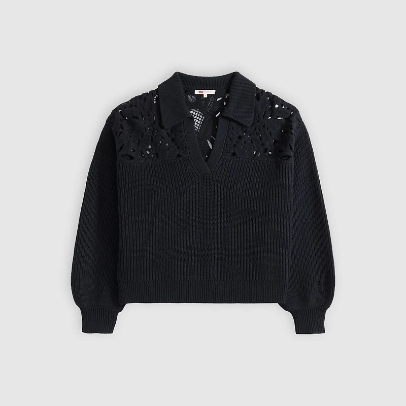 Bianca Crochet Polo Sweater