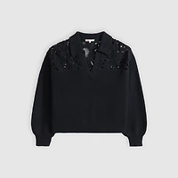 Bianca Crochet Polo Sweater
